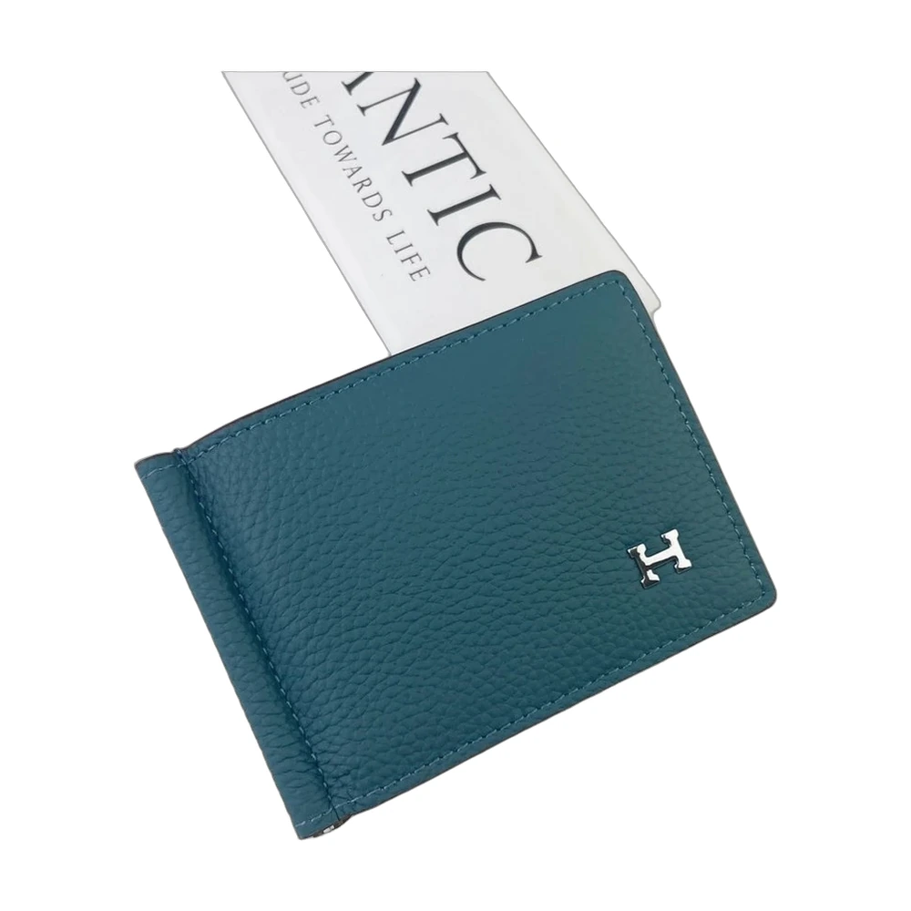 Hermès Silk'in Money Clip Wallet Blue Jean