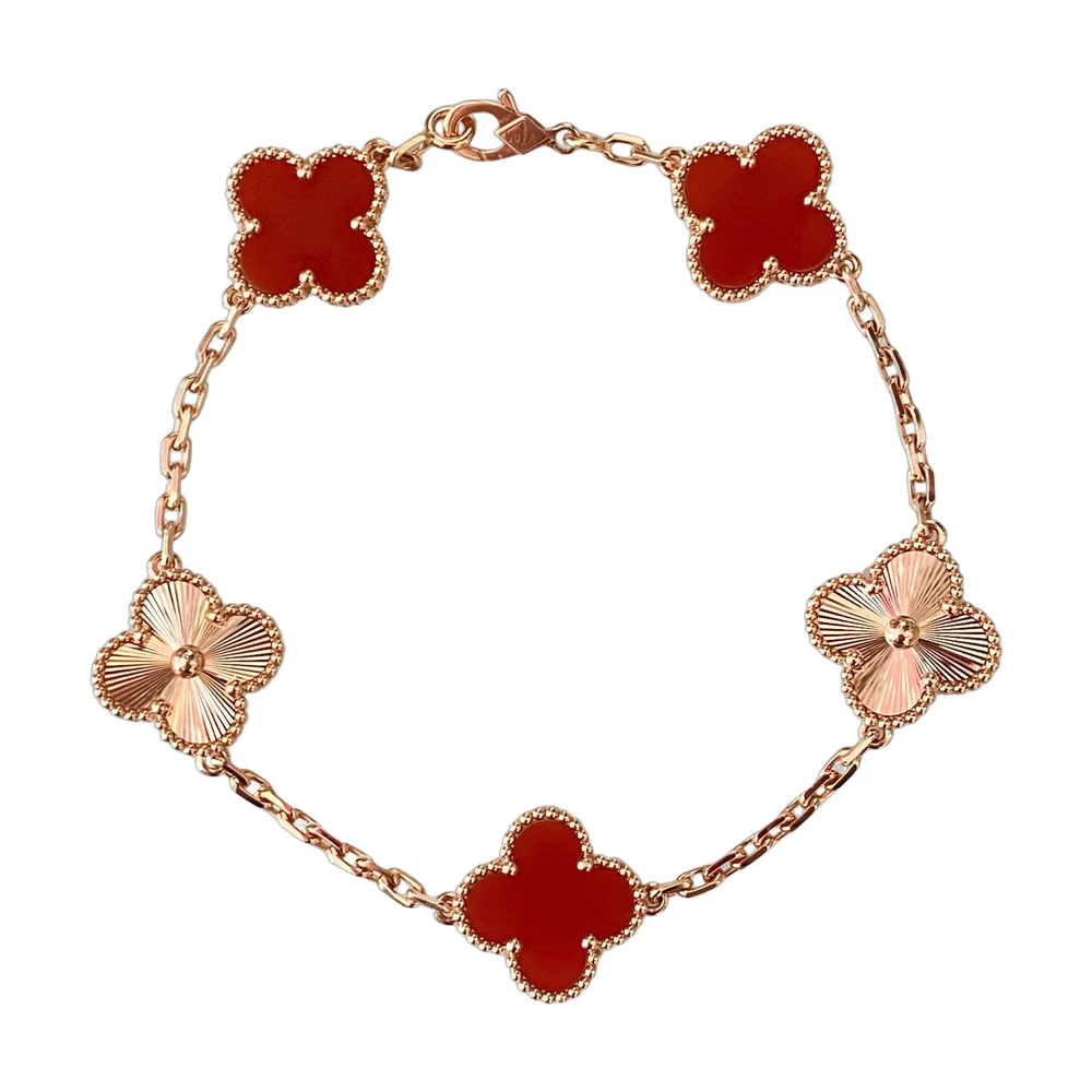 Van Cleef & Arpels Vintage Alhambra 5-Motif Bracelet Carnelian