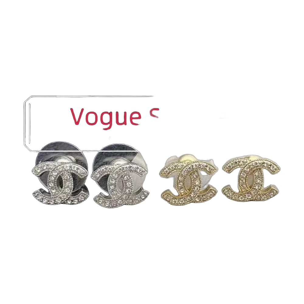 Chanel Cc Crystal Stud Earrings