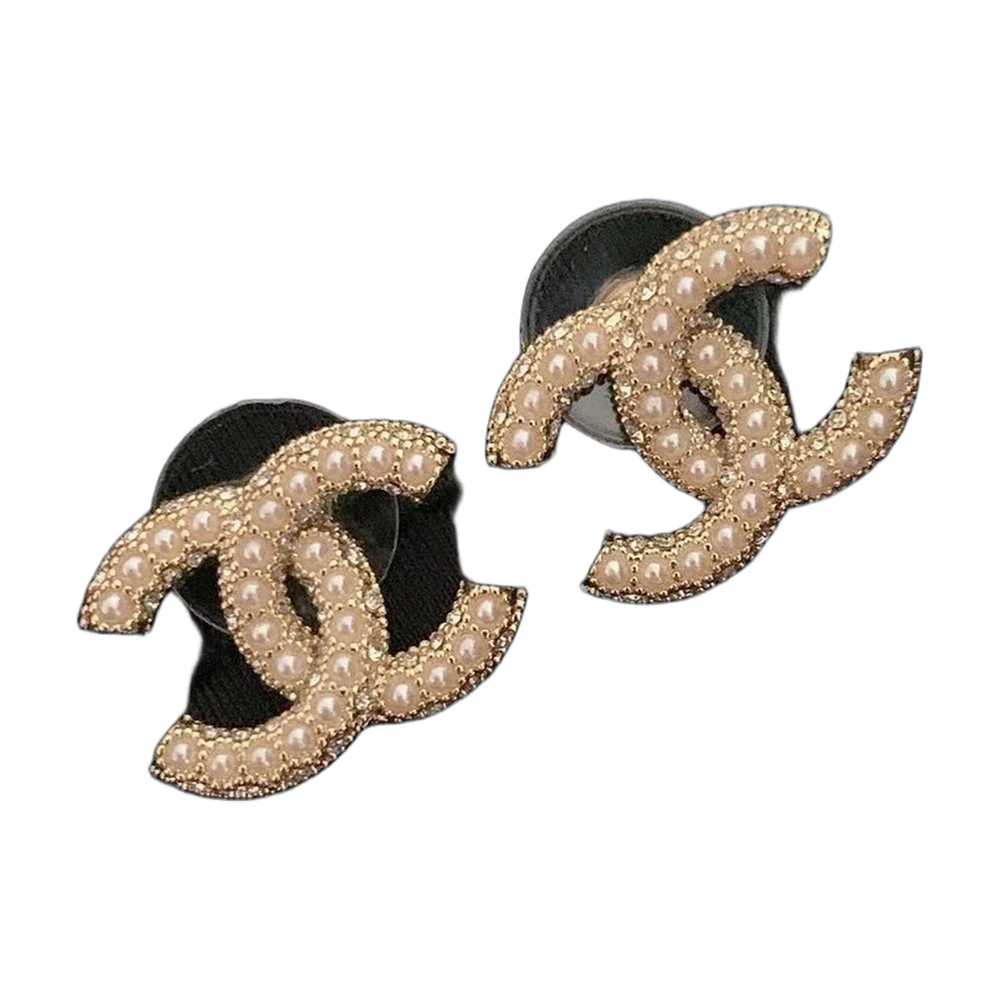 Chanel CC Pearl Stud Earrings
