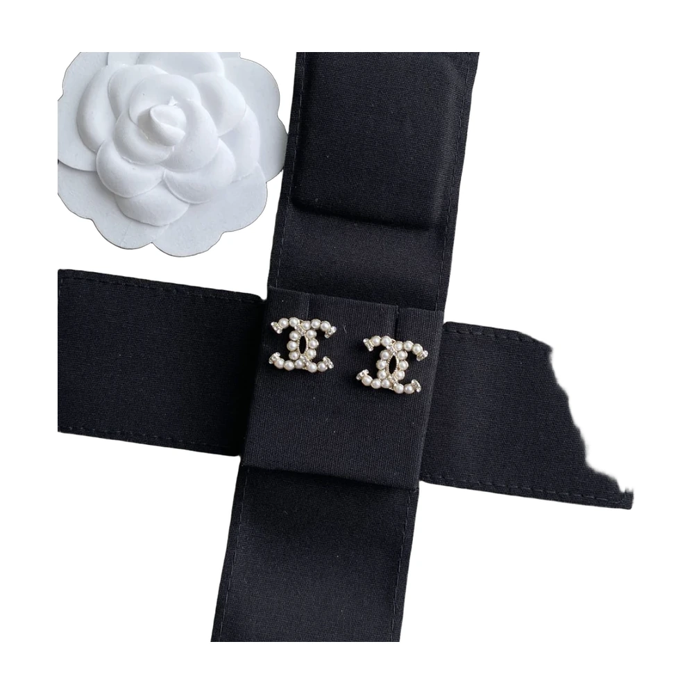 Chanel CC Pearl Stud Earrings