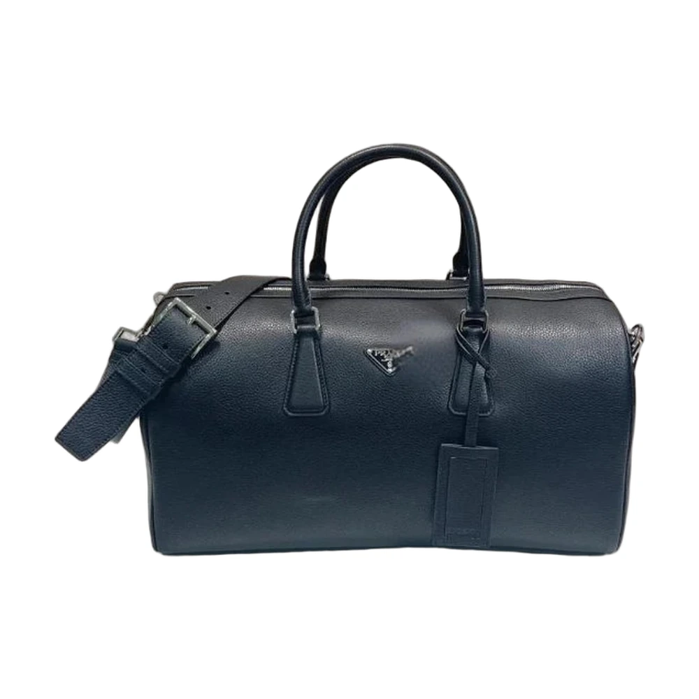 Prada Saffiano Leather Duffle Bag Black