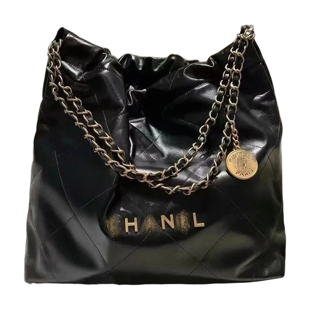 Chanel 22 Bag Medium Calfskin Black Gold Hardware