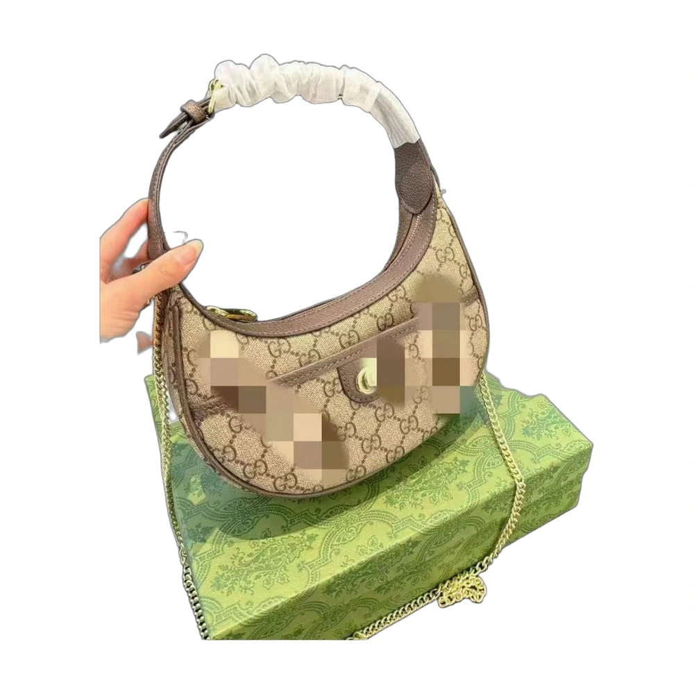 Gucci Ophidia GG Half-Moon Mini Hobo Beige/Ebony