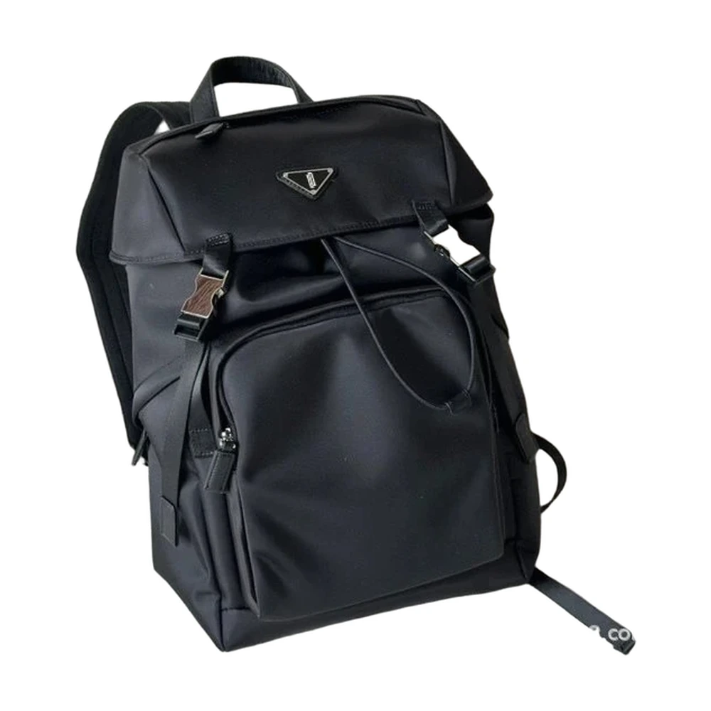 Prada Re-Nylon Flap Backpack Black