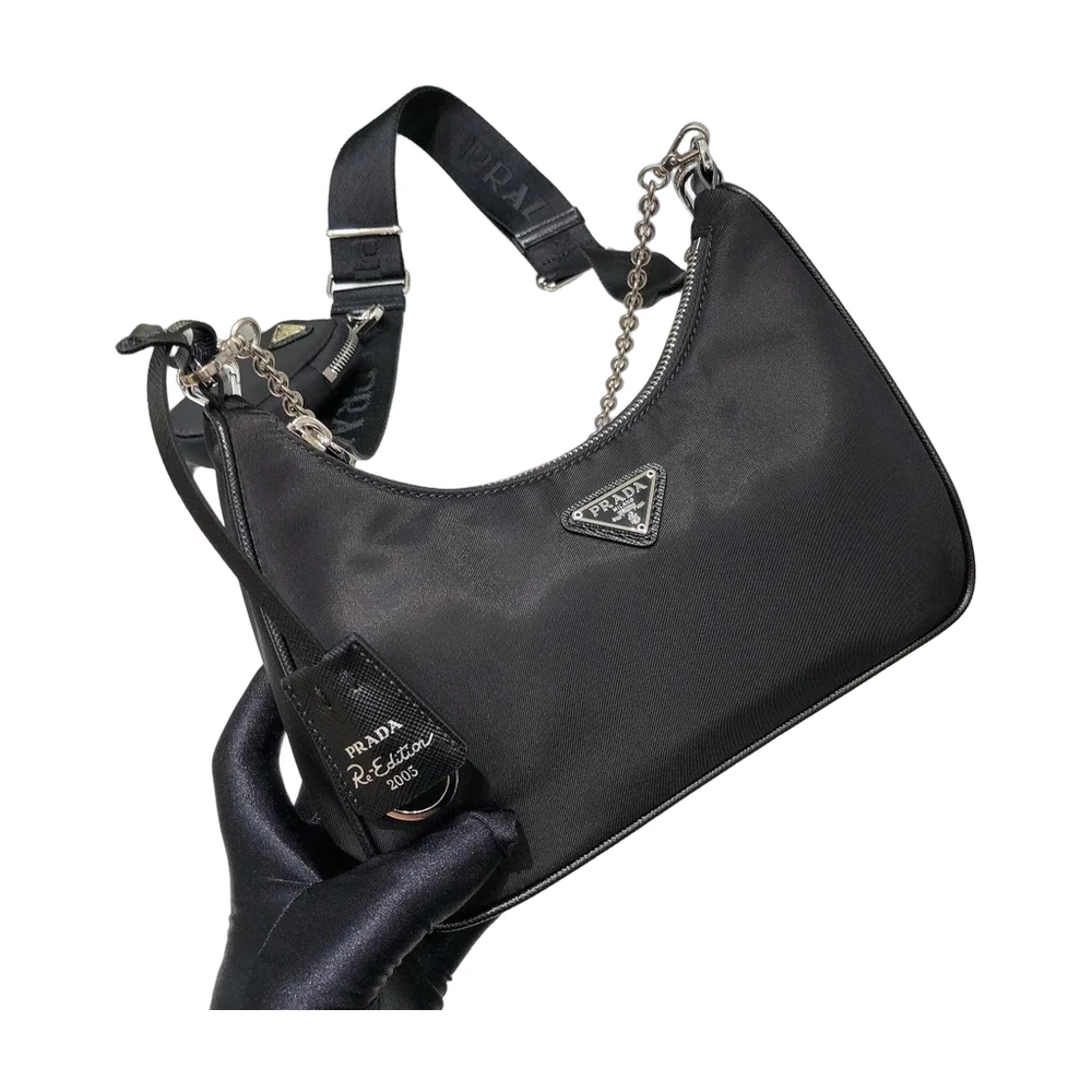 Prada Re-Edition 2005 Nylon Hobo Bag Black