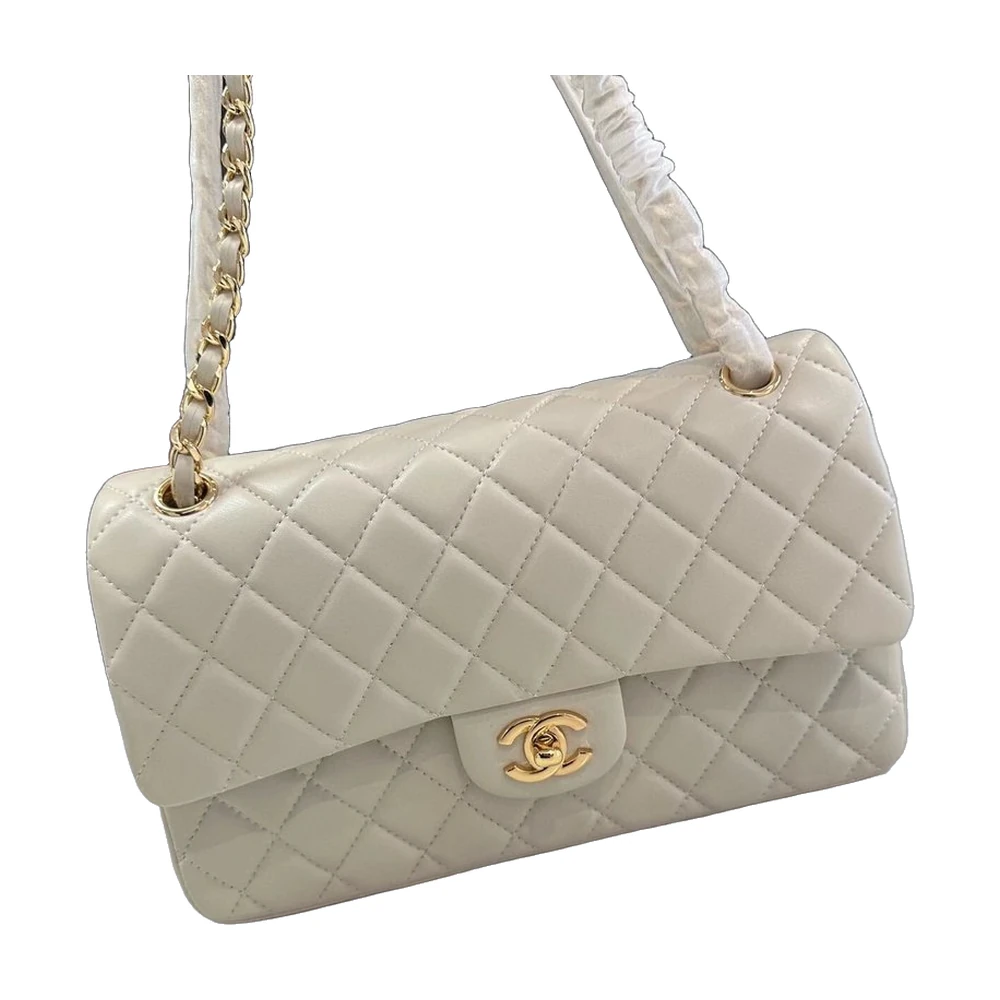Chanel Classic Flap Medium — White Caviar Gold Hardware