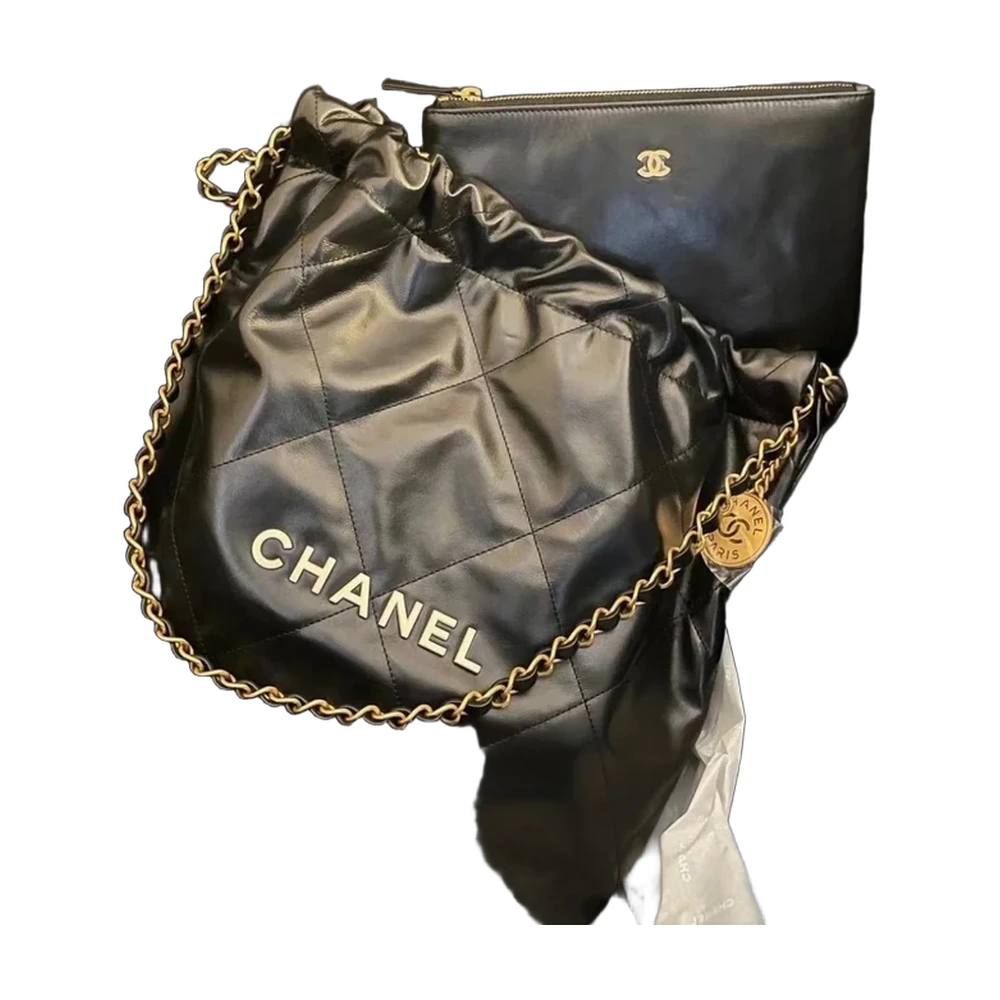Chanel 22 Hobo Bag - Black Calfskin Gold Hardware