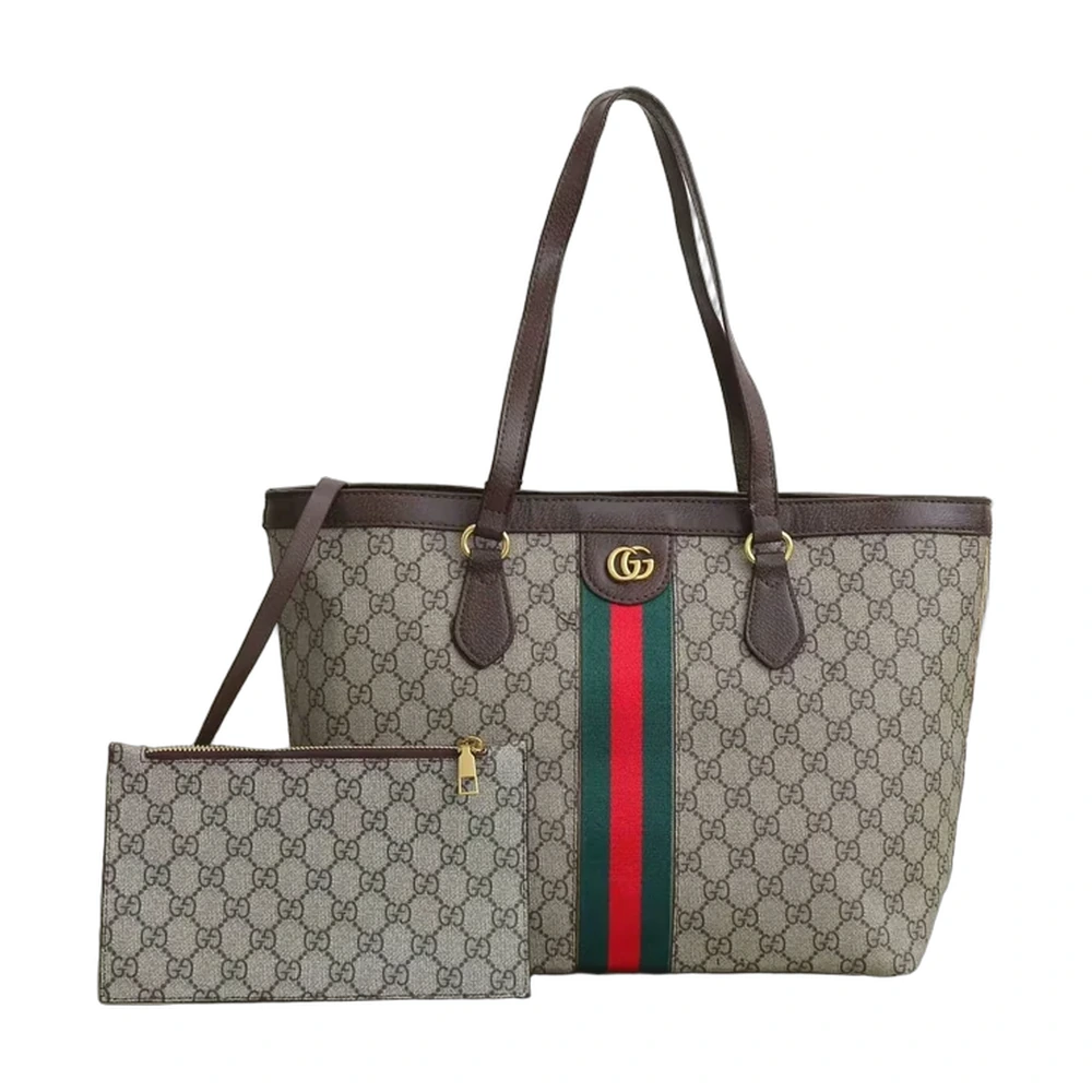 Gucci Ophidia GG Tote Bag with Pouch Beige/Ebony