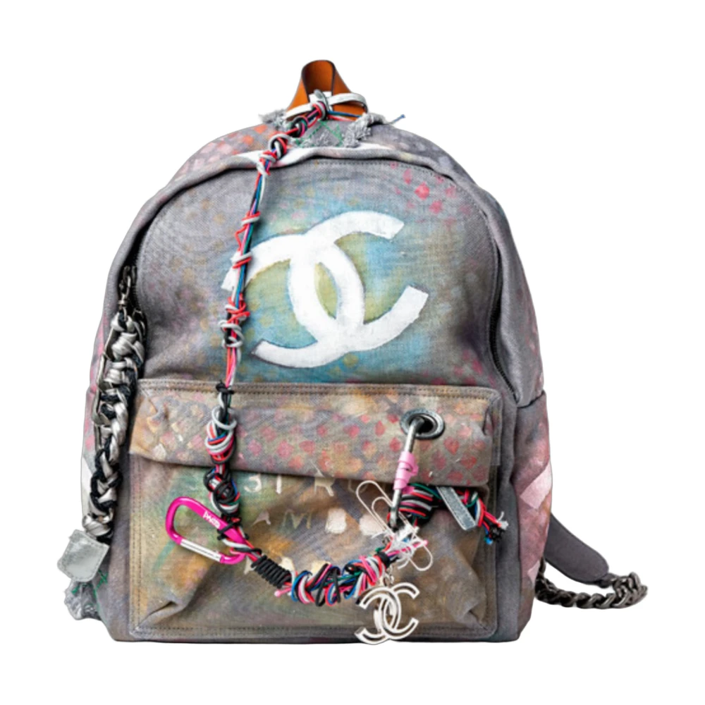 Chanel Graffiti Canvas Backpack Camo