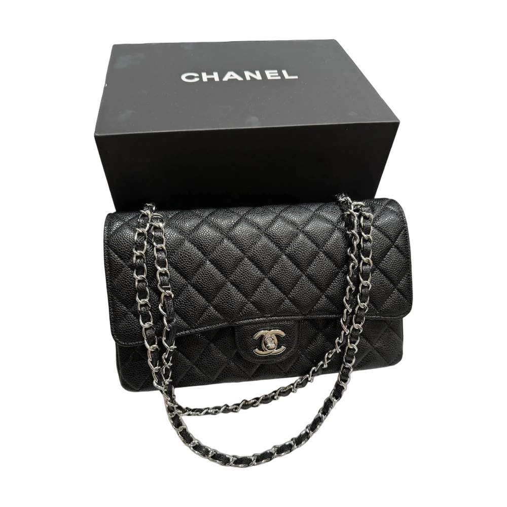 Chanel Classic Flap Medium — Black Caviar Silver Hardware