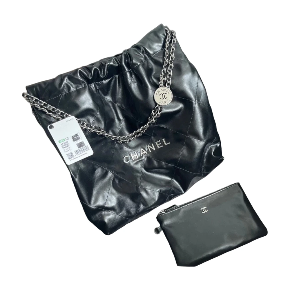 Chanel 22 Bag — Black Calfskin Silver Hardware