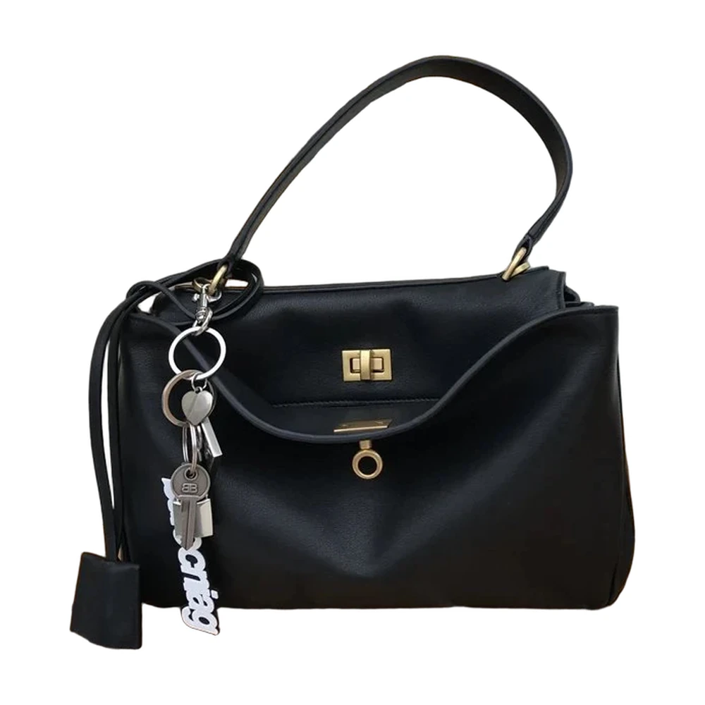 Charles & Keith Black Leather Top-Handle Bag