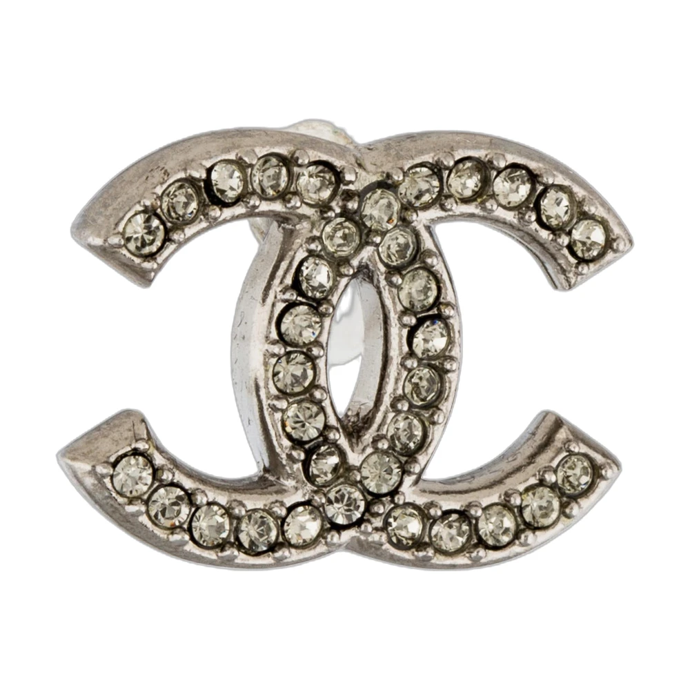 Chanel Cc Crystal Stud Earrings