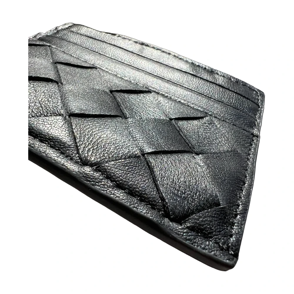 Bottega Veneta Intrecciato Woven Leather Cardholder Black