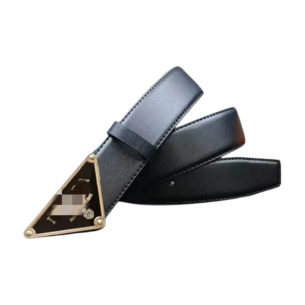 Prada Triangle Plaque Leather Belt