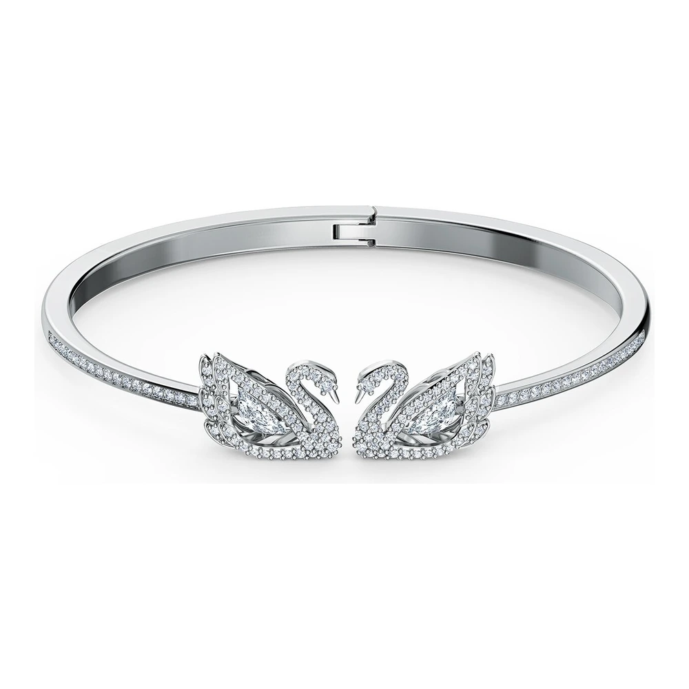 Swarovski Iconic Swan Open Bangle Bracelet — Silver