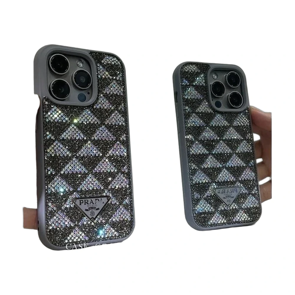Prada Rhinestone Triangle Iphone Case