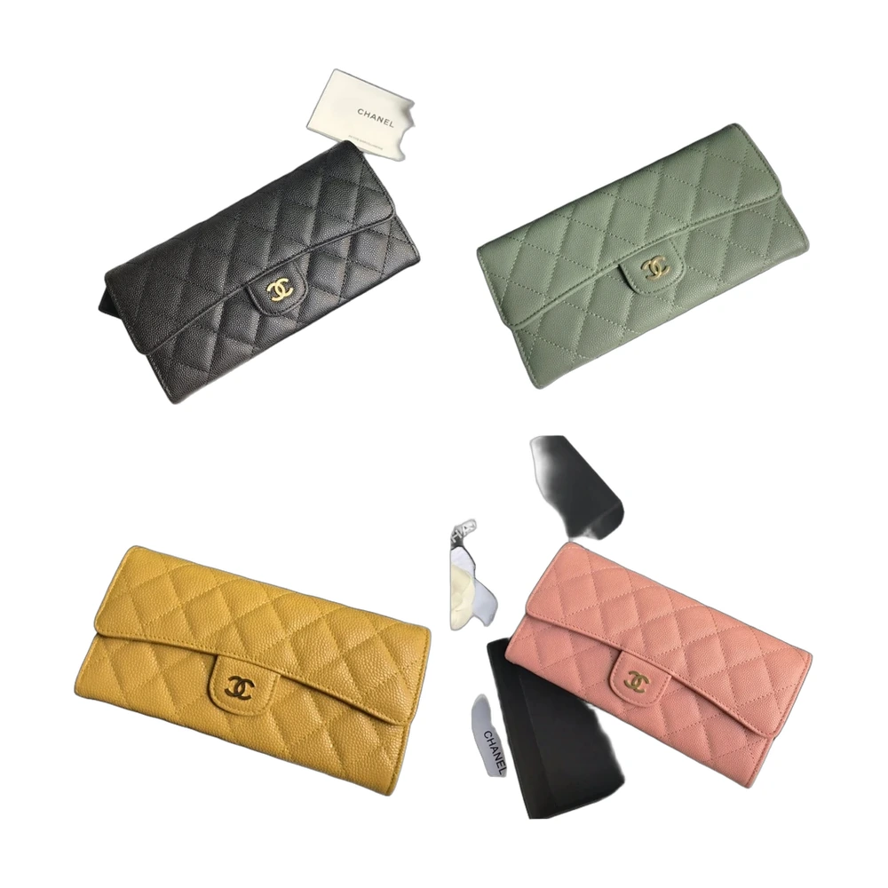 Chanel Classic Quilted Caviar Long Flap Wallet (Multicolor Set)