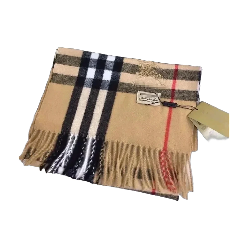Burberry Giant Check Embroidered Cashmere Scarf (Set)