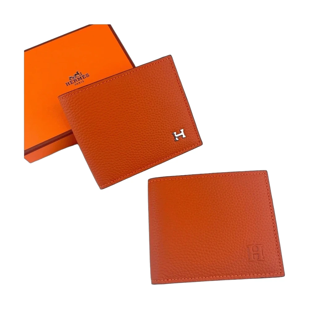 Hermès H Logo Bi-Fold Wallet Orange