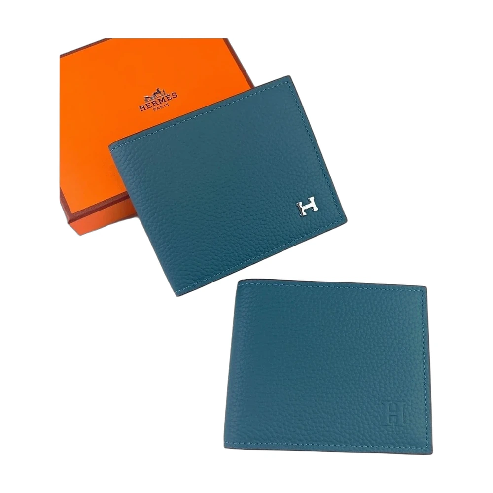 Hermès Silk'in Bi-Fold Wallet Blue Jean