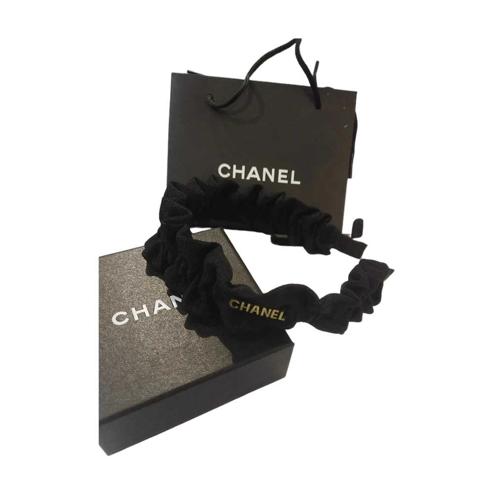 Chanel Ruched Logo Headband Black