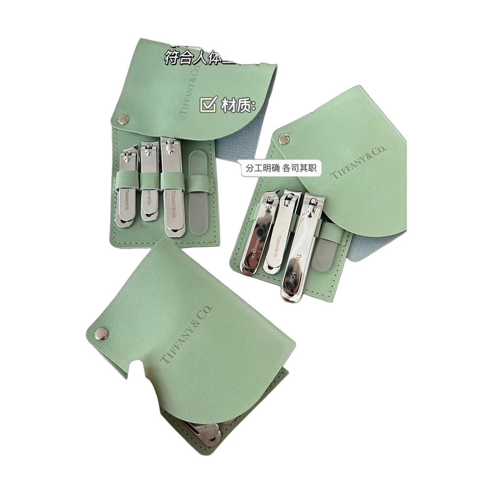 Tiffany & Co. Nail Clipper Grooming Set — Mint Green Leather Case