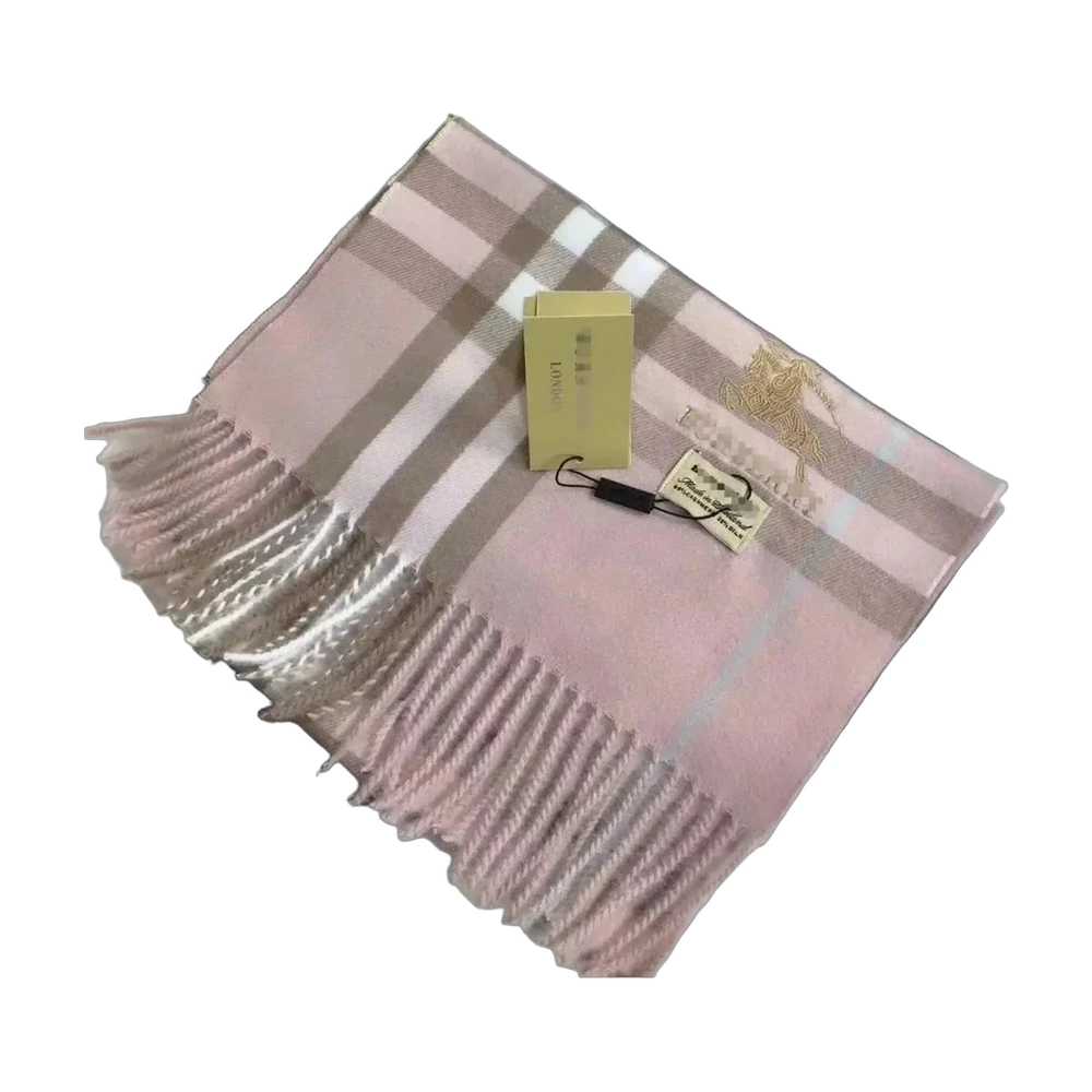 Burberry Classic Check Cashmere Scarf — Pale