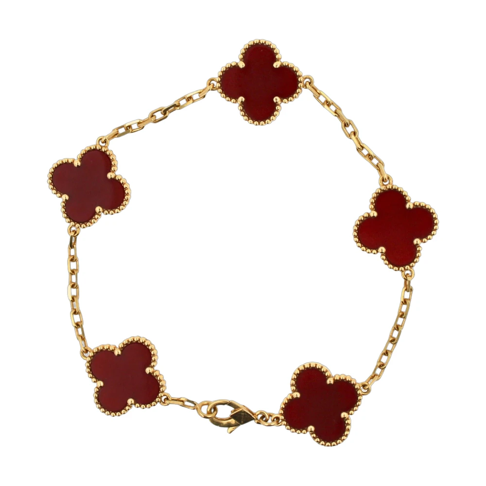 Van Cleef & Arpels Vintage Alhambra 5-Motif Bracelet — Carnelian