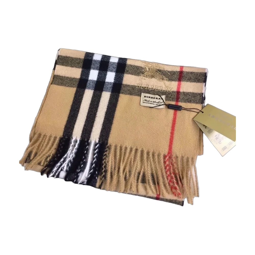 Burberry Giant Check Embroidered Cashmere Scarf