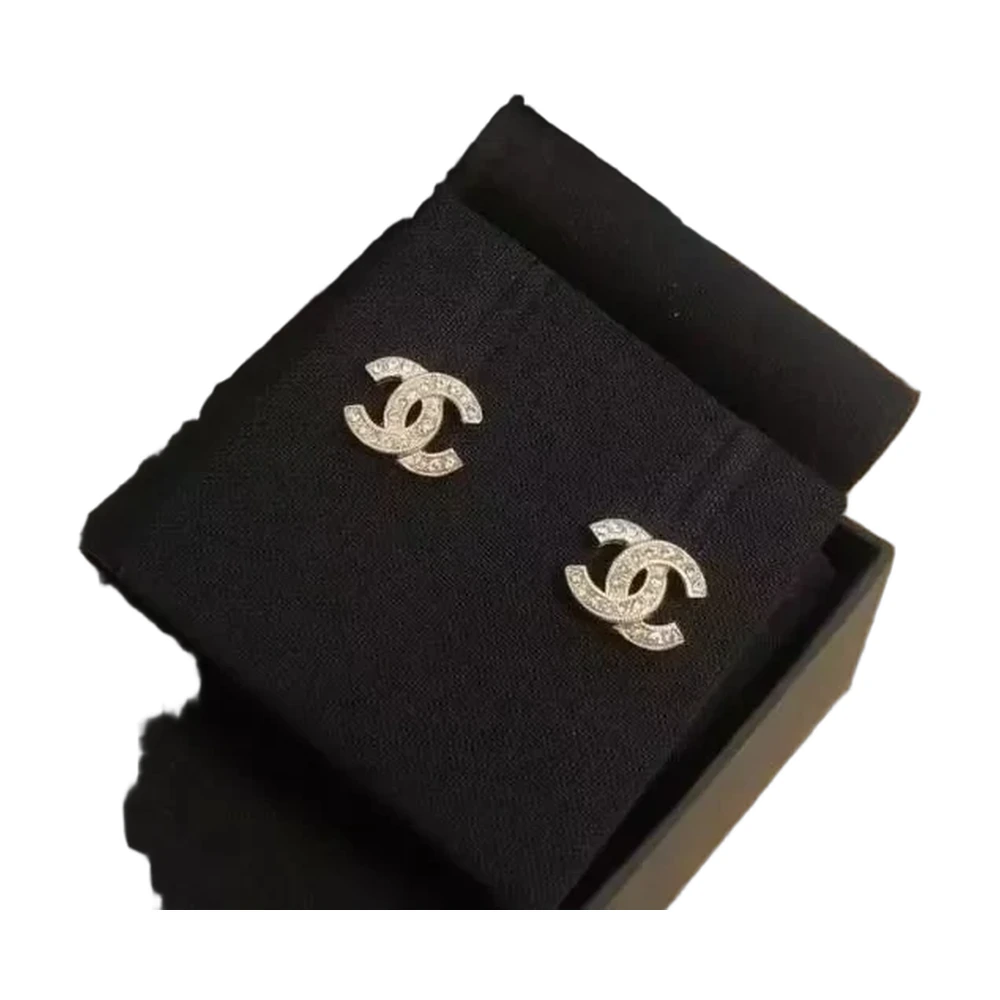 Chanel CC Crystal Pave Stud Earrings