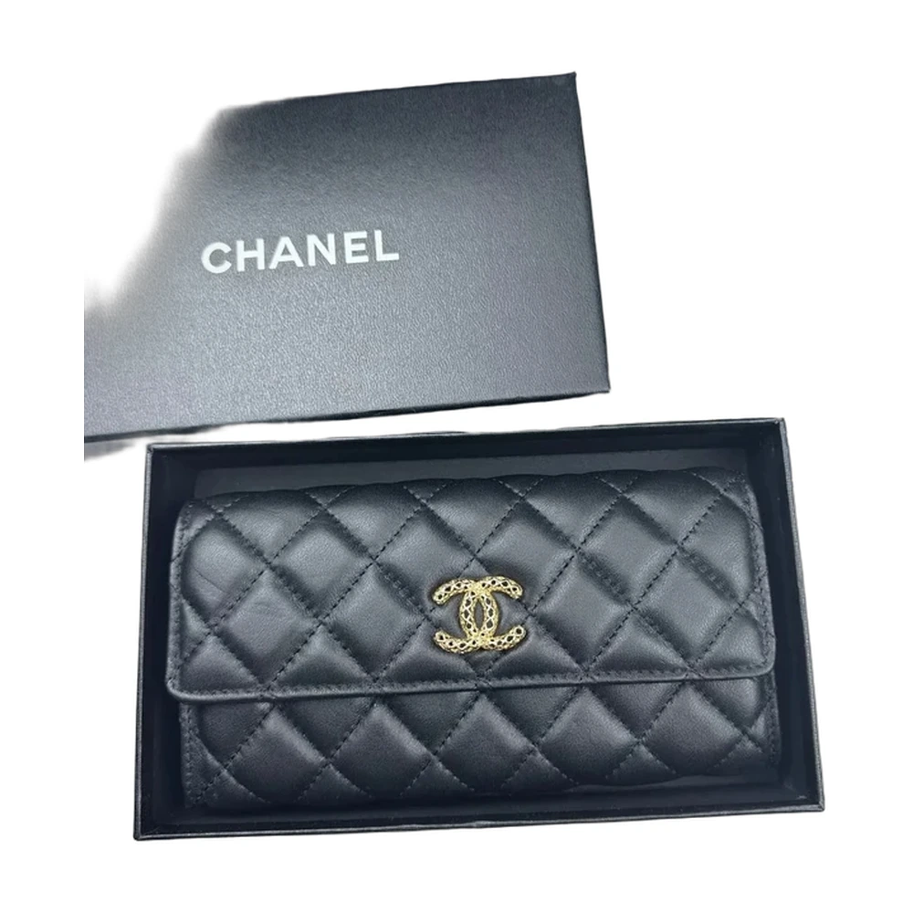 Chanel Classic Quilted Lambskin Long Flap Wallet Black