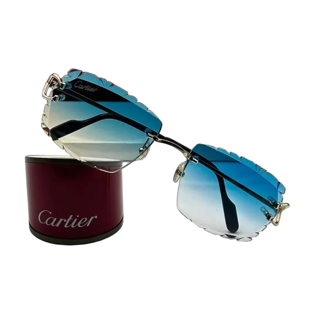 Cartier C Decor Rimless Sunglasses Blue Gradient