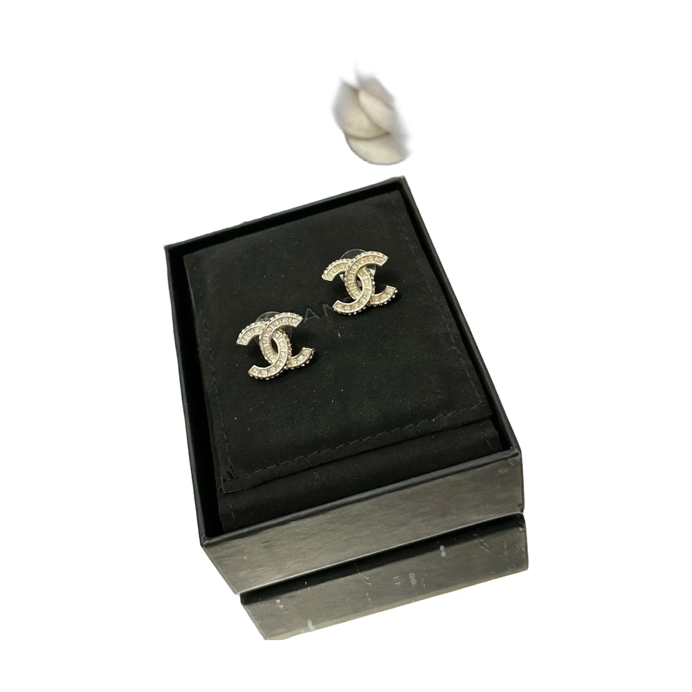 Chanel CC Crystal Stud Earrings