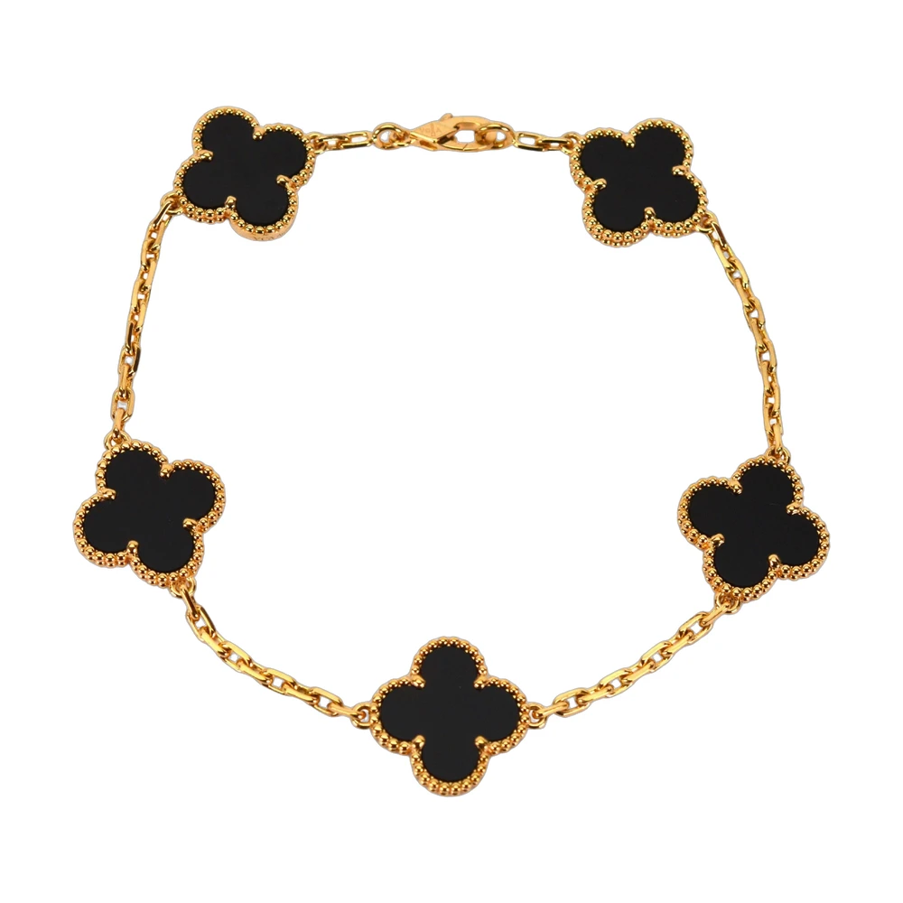 Van Cleef & Arpels Vintage Alhambra 5-Motif Bracelet Black Onyx