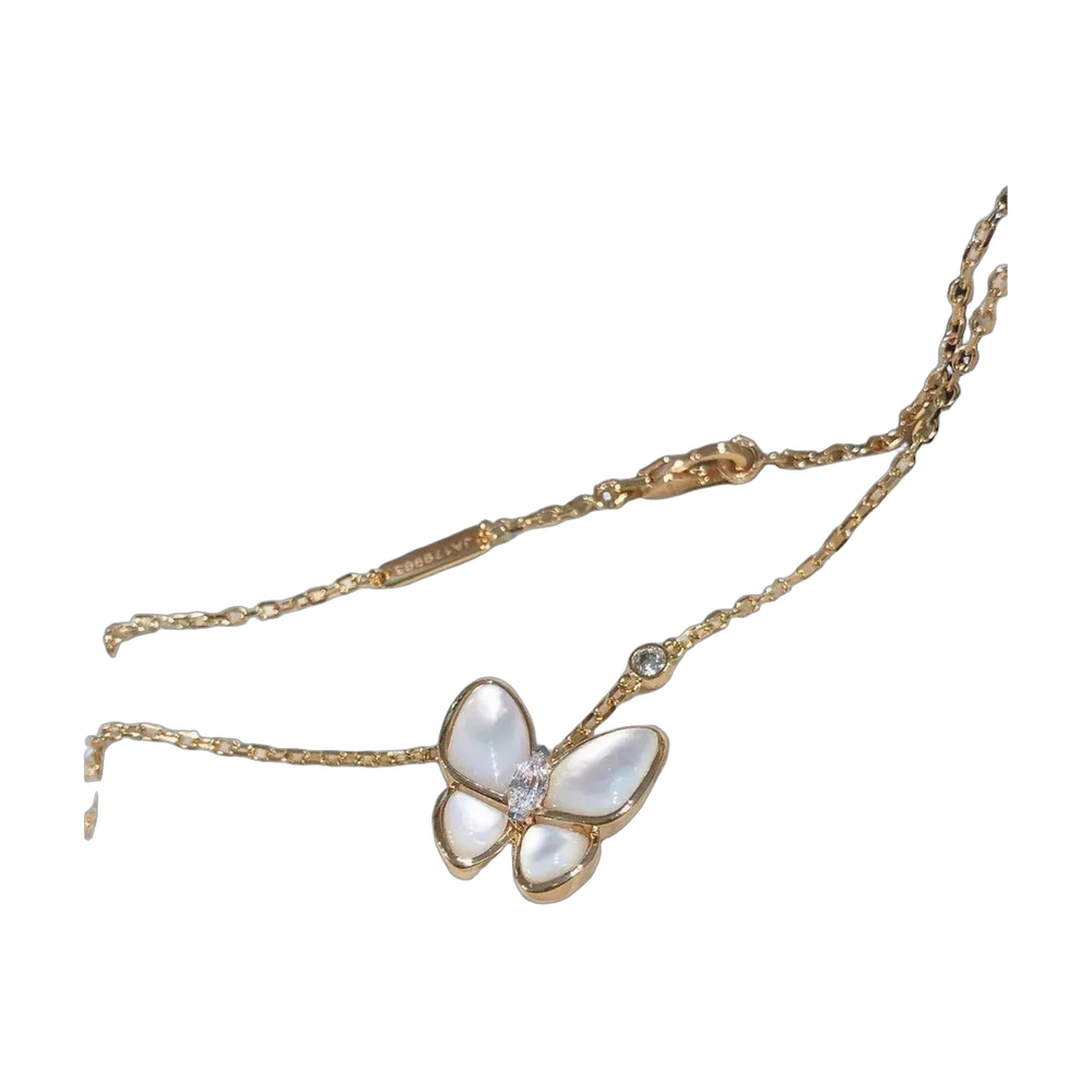 Van Cleef & Arpels Two Butterfly Pendant Necklace Mother-of