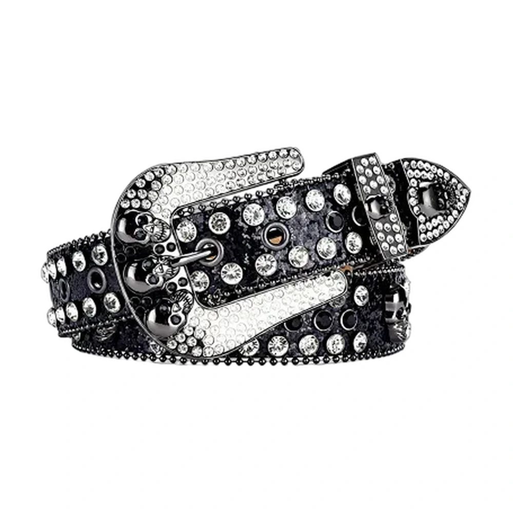 BB Simon Style Skull Rhinestone Studded Belt