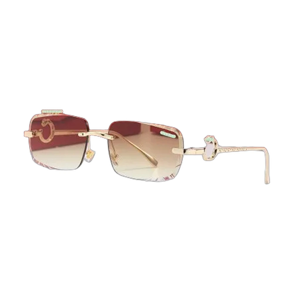 Cartier Rimless Rectangular Sunglasses Gold Gradient