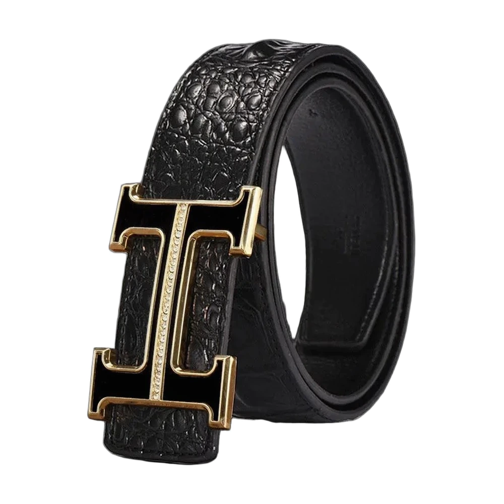Hermes H Buckle Croc-Embossed Leather Belt