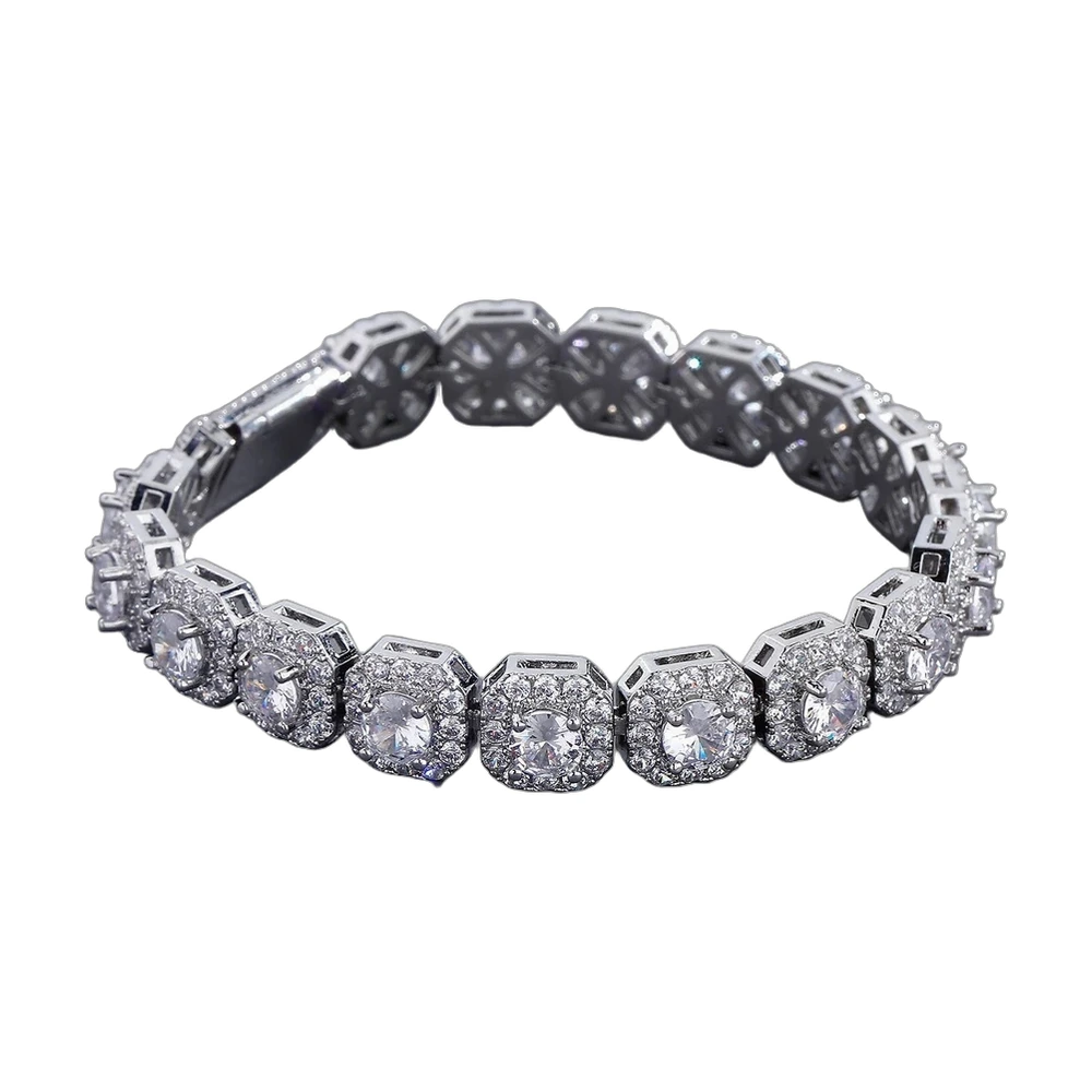 Iced Out Cluster Tennis Bracelet