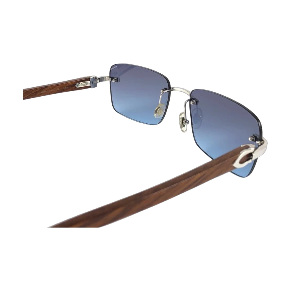 Cartier Rimless Sunglasses with Wood Arms