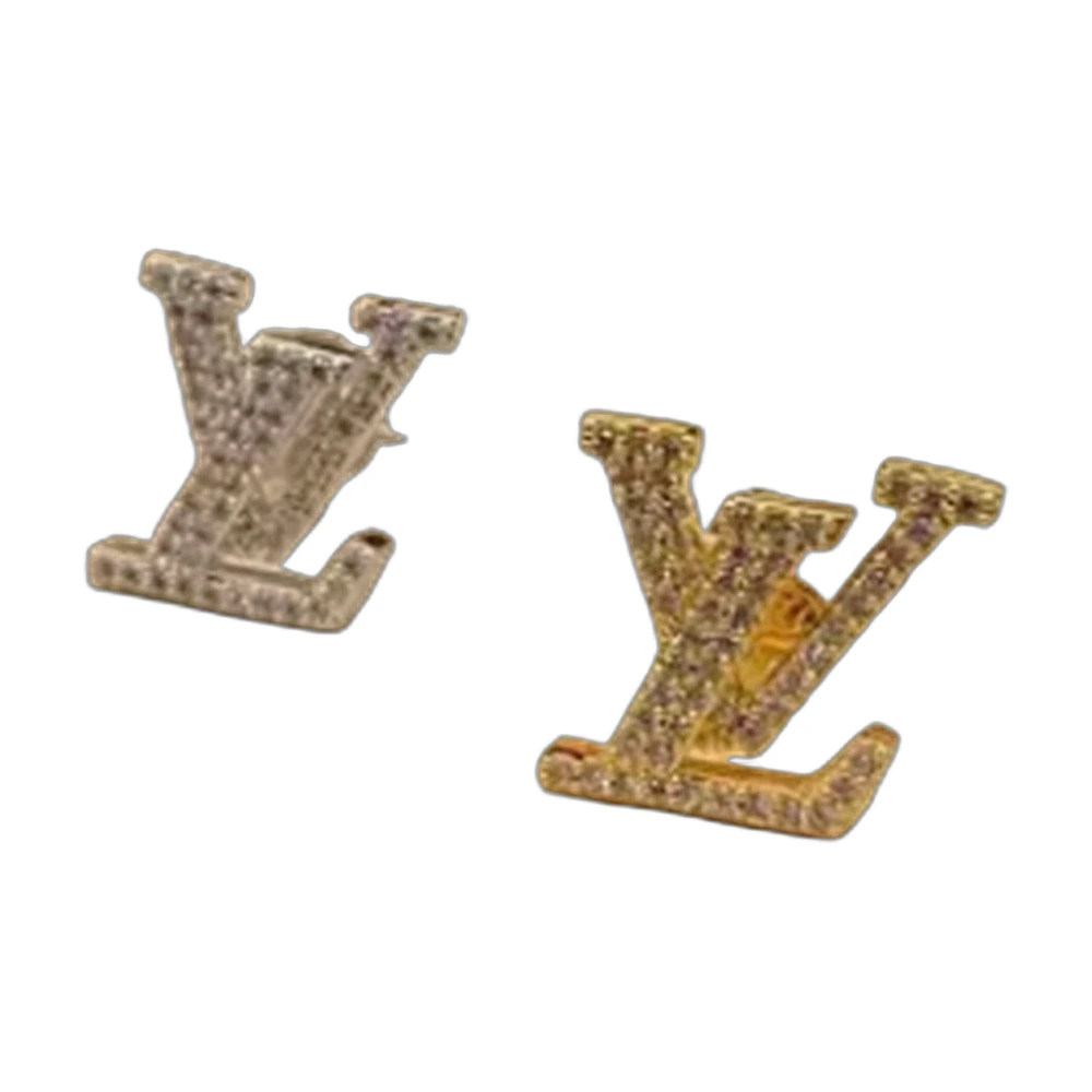 Louis Vuitton LV Logo Crystal Stud Earrings