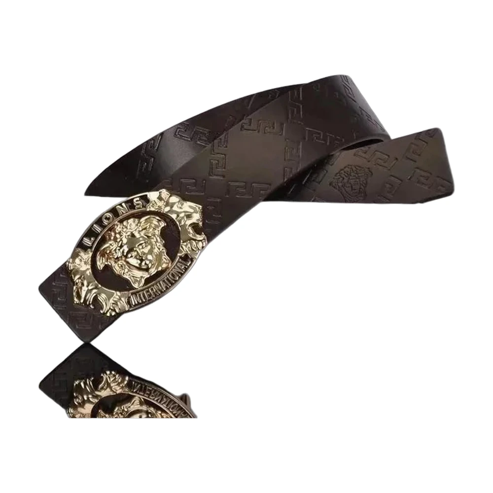Versace Medusa Buckle Embossed Leather Belt