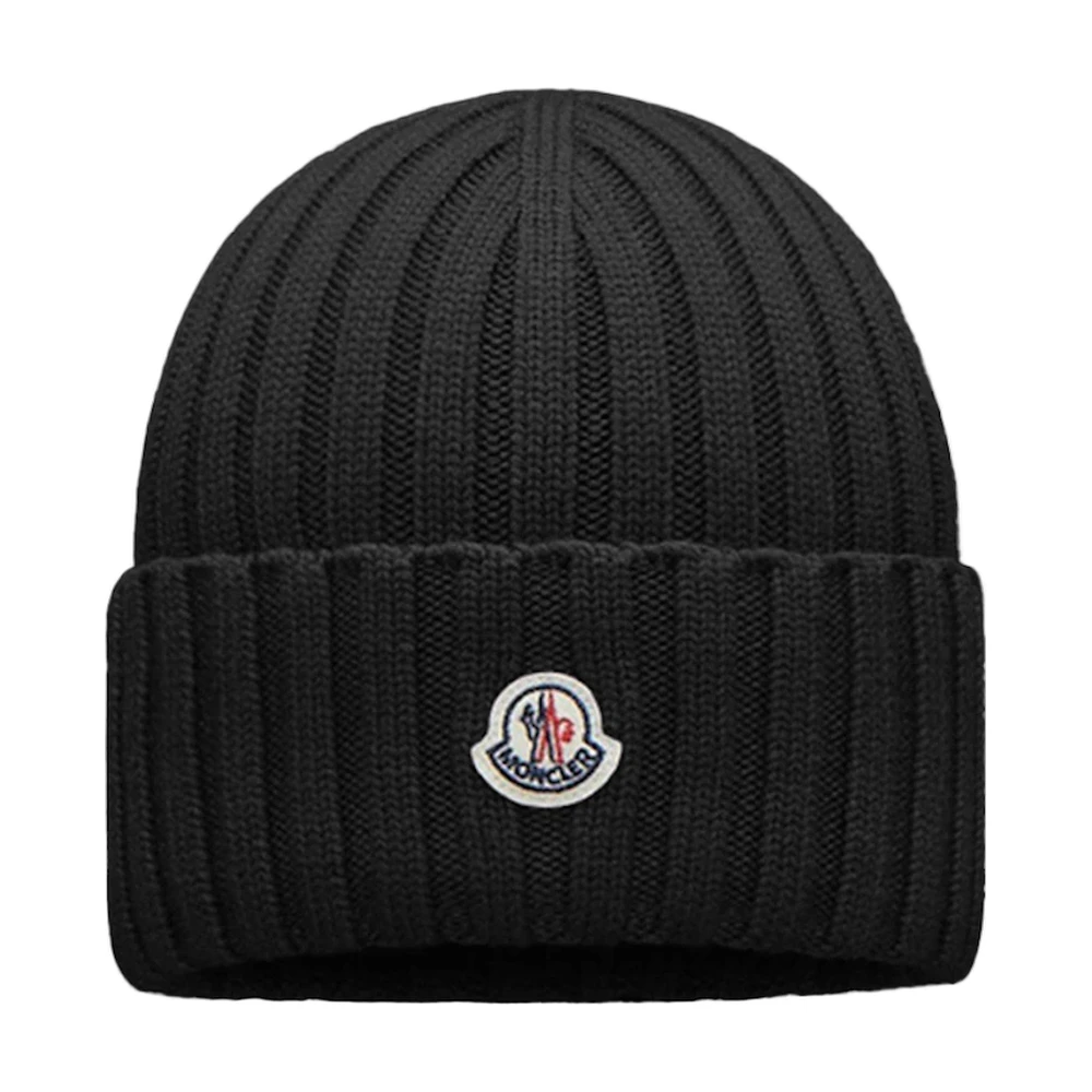 Moncler Logo Knit Beanie Black