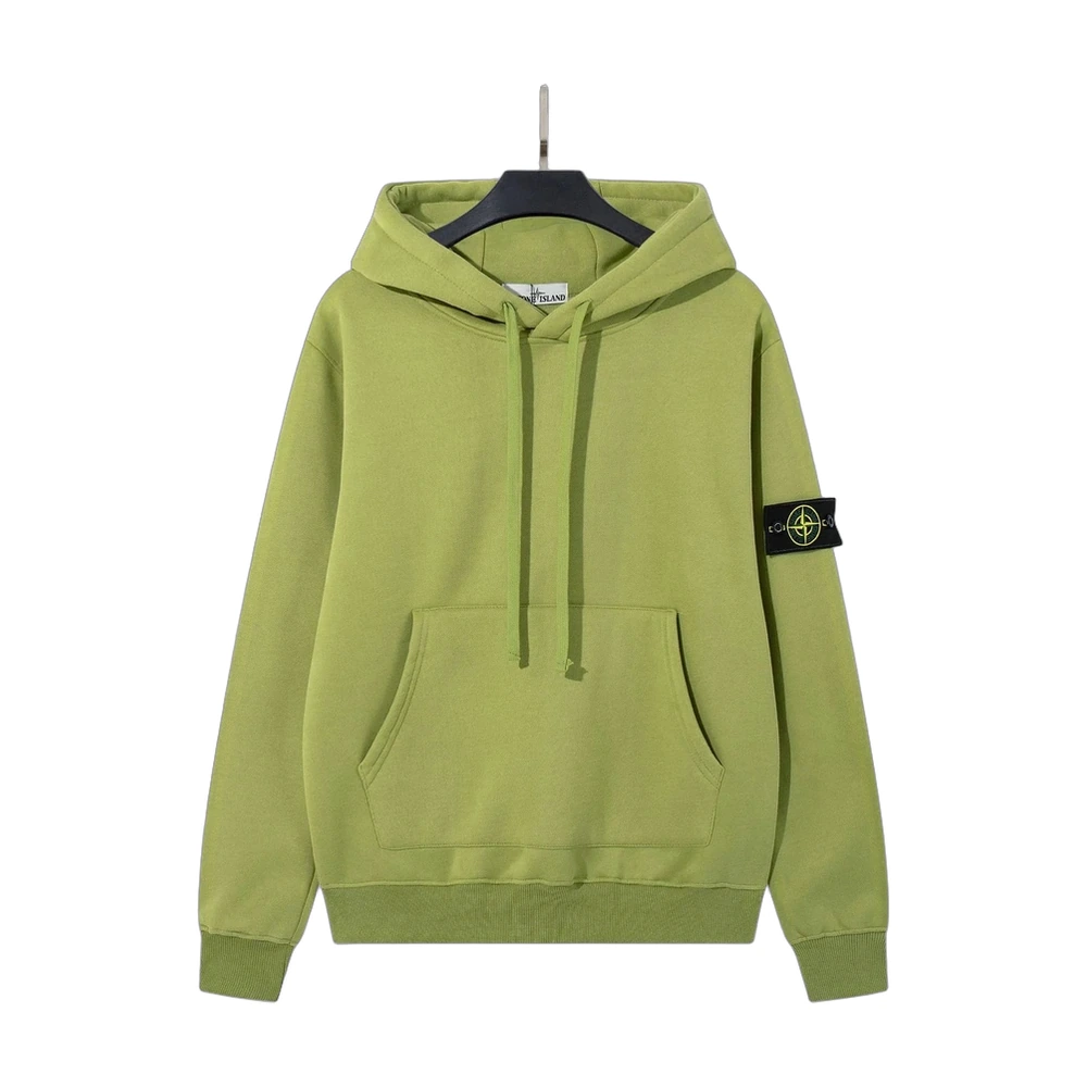 Stone Island Compass Badge Pullover Hoodie Lime