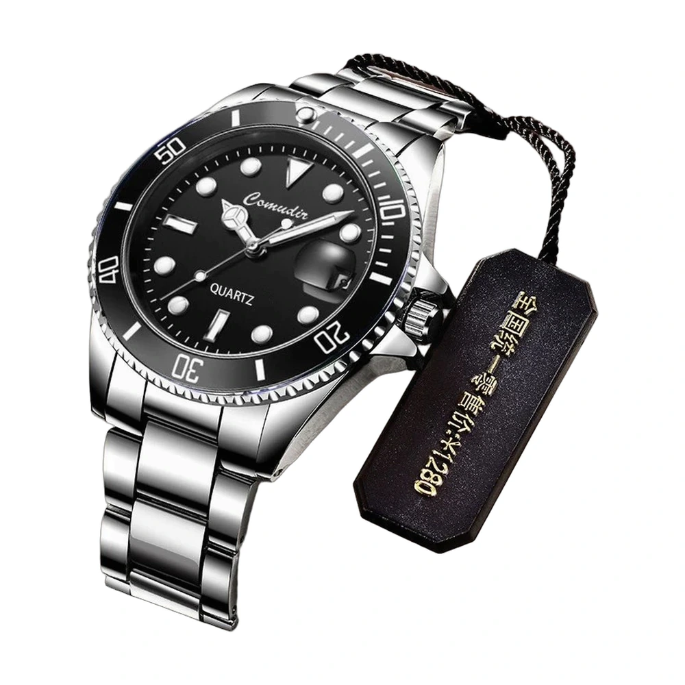 Submariner-Style Quartz Diver Watch Black Dial
