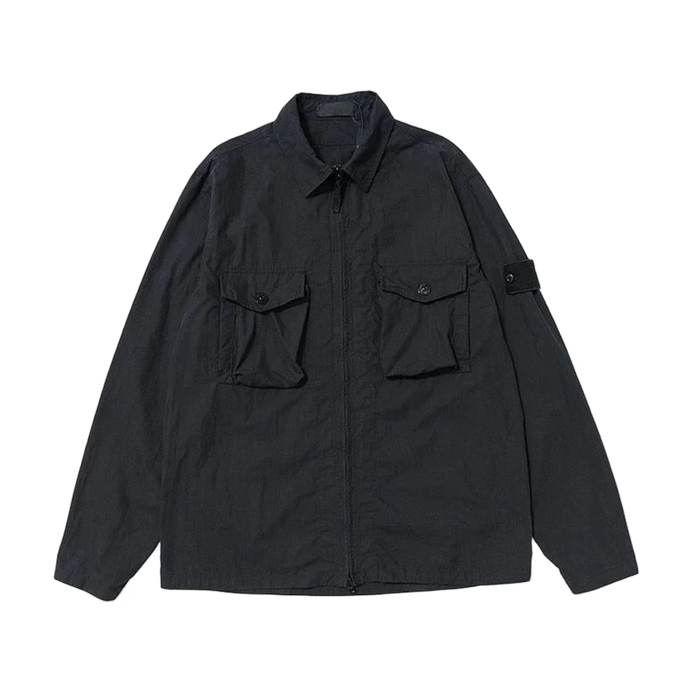Stone Island Ghost Piece Nylon Overshirt Jacket (Black)