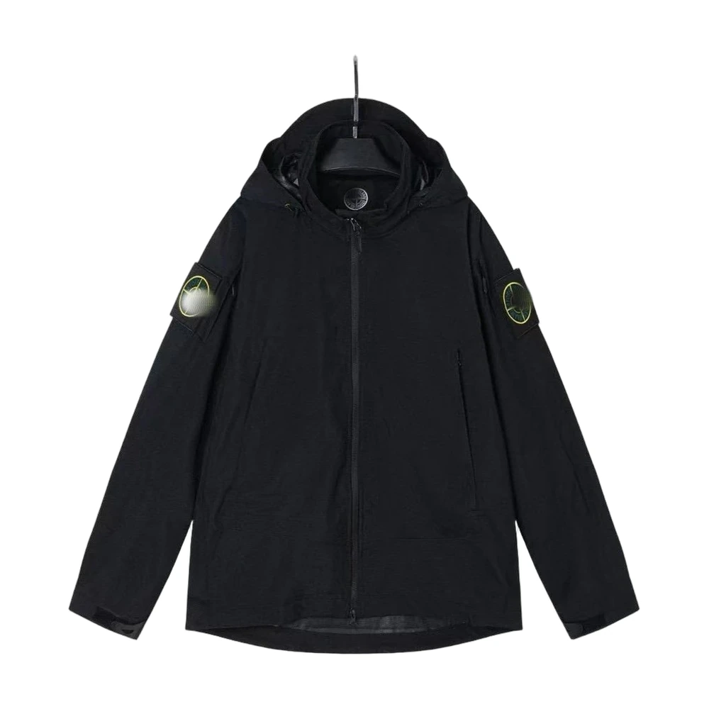 Stone Island Compass Badge Hooded Windbreaker (Black)