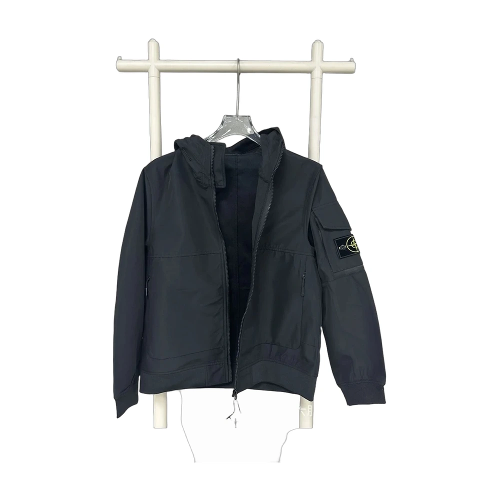 Stone Island Hooded Soft Shell Jacket (Black)